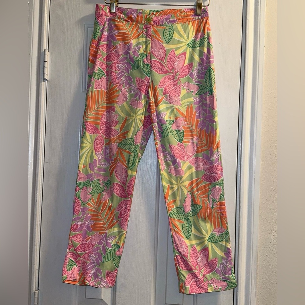 Lilly Pulitzer Tropical Frog and Floral Print Cropped Pants